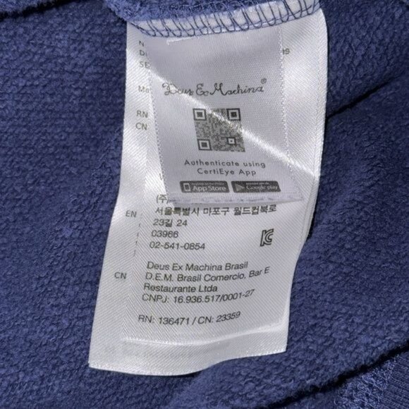 Deus Ex Machina Navy Sweatshirt XXL Recycled Cotton Mens Pullover Crewneck - Picture 3 of 9